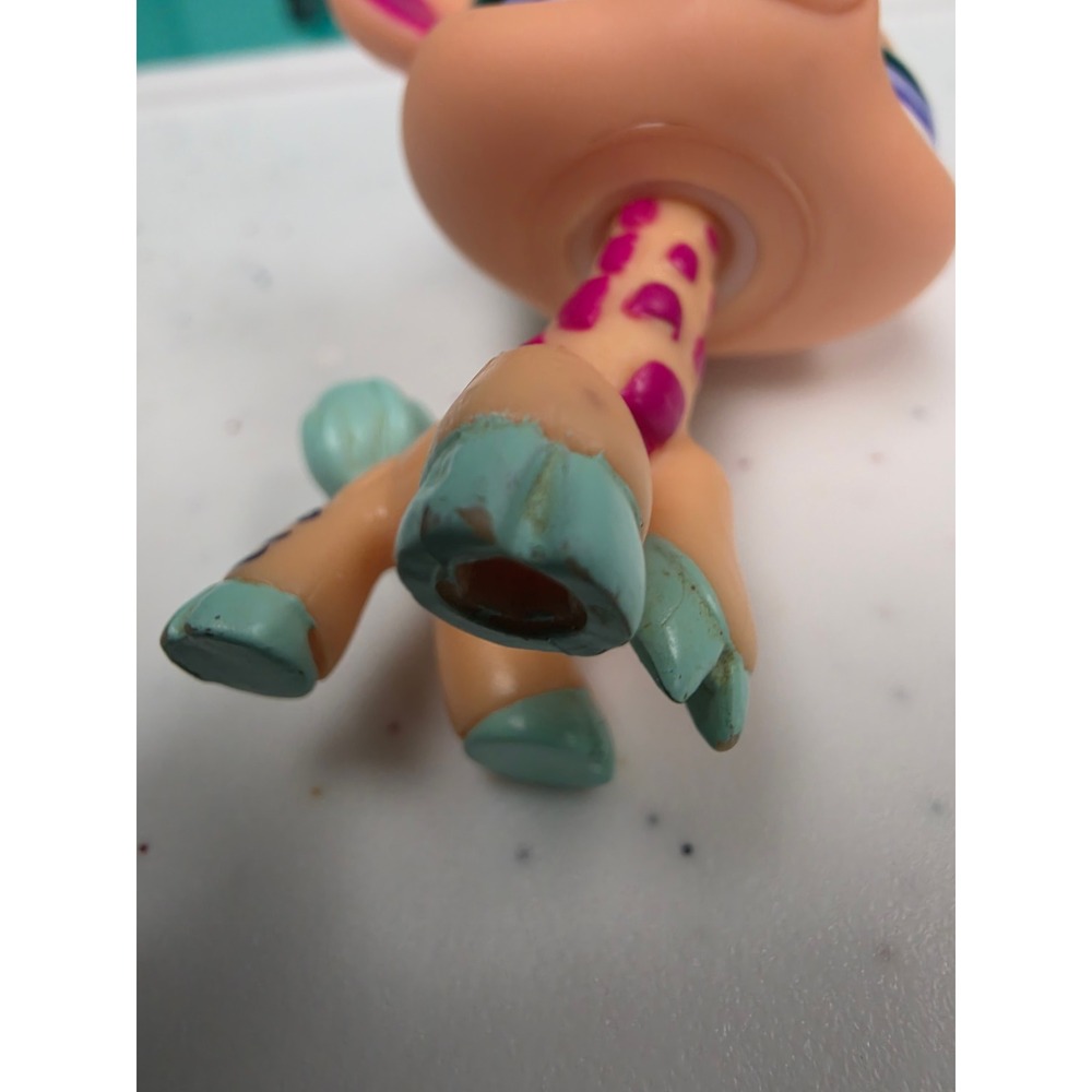 LPS Littlest Pet Shop Giraffe #2303 Teal and Pink Collectable Figure Pet - Picture 15 of 15